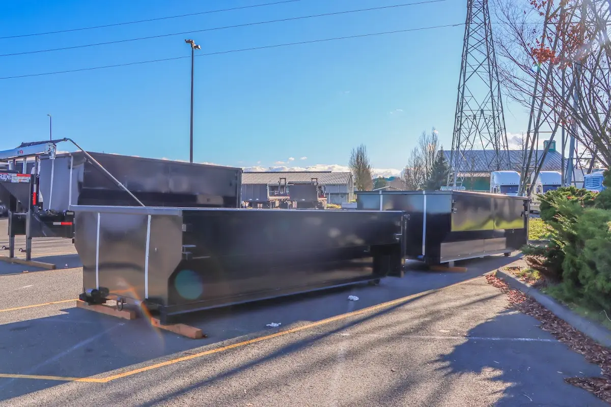 Roll-off dumpster ready for waste disposal at job site for 15 Yard Dumpster Rental in Shorewood